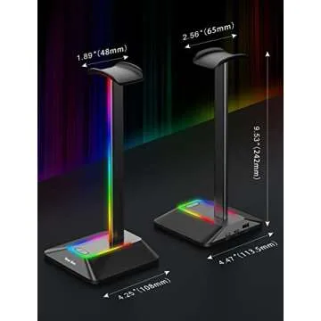 RGB Headphone Stand with USB Charging Ports - New bee
