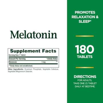 Nature's Bounty Melatonin, 100% Drug Free Sleep Aid, Promotes Relaxation and Sleep Health, 1mg, 180 ...