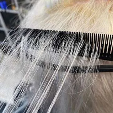 Pink Pewter Authentic "Never Let Go" Carbon Fibre Professional Styling Comb, Balayage, Babylight, Teasylight and Highlighting Long Tail Metal Pick Teaser Comb (Black 10.25") #3