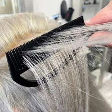 Pink Pewter Authentic "Never Let Go" Carbon Fibre Professional Styling Comb, Balayage, Babylight, Teasylight and Highlighting Long Tail Metal Pick Teaser Comb (Black 10.25") #3