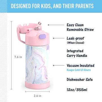 THERMOS FUNTAINER Water Bottle for Girls with Straw