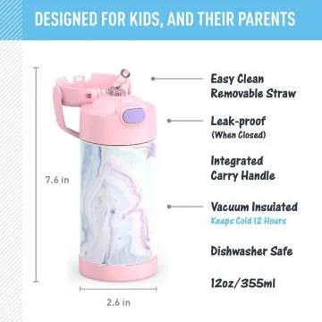 THERMOS FUNTAINER Water Bottle for Girls with Straw