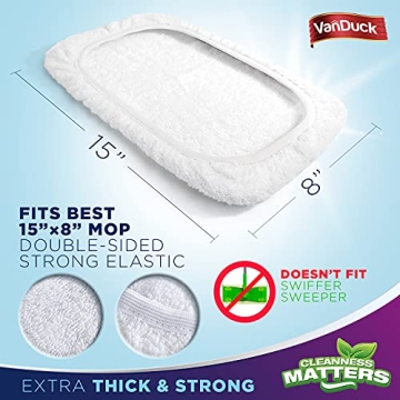 VanDuck 100% Cotton Terry Mop Pads 3-Pack for All Floors
