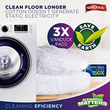 VanDuck 100% Cotton Terry Mop Pads 3-Pack for All Floors