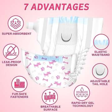 Dono Disposable Pet Diapers for Female Dogs Super Absorbent Soft Heating and Pee Puppy Diapers Femal...