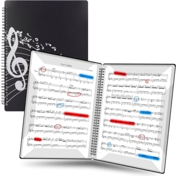 Uineeoor Sheet Music Folder, Premium Double Side Writable Spiral Binder Organizer, Fits Letter Size ...
