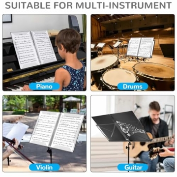 Uineeoor Sheet Music Folder, Premium Double Side Writable Spiral Binder Organizer, Fits Letter Size (8.5 x 11 inches), 20 Sleeves Display 40 Pages Music File Folder