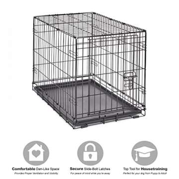New World Newly Enhanced SingleDoor New World Dog Crate, Includes Leak-Proof Pan, Floor Protecting Feet, & New Patented Features, 30 Inch