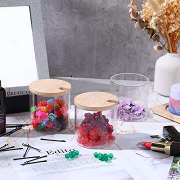 Zubebe 8 Pcs 10 oz Clear Glass Seasoning Jar with Wooden Lid and Spoon Adorable Sugar Condiment Jar Canisters Pot Set Bath Salt Storage Jar Sugar Container Box for Home Cafe Kitchen