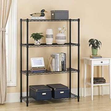 4 Tier Shelving Unit NSF Wire Shelf Metal Large Storage Shelves Heavy Duty Height Adjustable Commerc...
