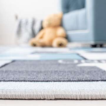 SAFAVIEH Kids Playhouse Collection Area Rug - 5'5" x 7'7", Grey & Blue, Non-Shedding Machine Washable & Slip Resistant Ideal for High Traffic Areas for Boys & Girls in Playroom, Bedroom (KPH226F)
