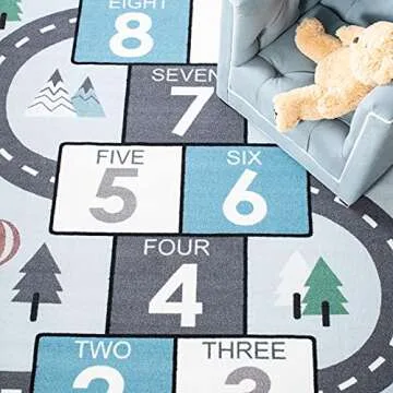 SAFAVIEH Kids Playhouse Collection Area Rug - 5'5" x 7'7", Grey & Blue, Non-Shedding Machine Washable & Slip Resistant Ideal for High Traffic Areas for Boys & Girls in Playroom, Bedroom (KPH226F)