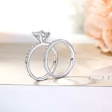 AONED Wedding rings Engagement ring For Women Fake Engagement Wedding Rings Set Womens Women's Wedding Band 2CT Carat Cubic Ziornia Ring CZ Cheap Oval Promise Rings For Her, Size 7