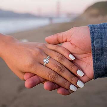 AONED Wedding rings Engagement ring For Women Fake Engagement Wedding Rings Set Womens Women's Wedding Band 2CT Carat Cubic Ziornia Ring CZ Cheap Oval Promise Rings For Her, Size 7