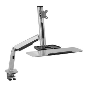 Mount-It! Dual Monitor Arm Mount Desk Stand Two Articulating Gas Spring Height Adjustable Arms | Fits Up to 32" VESA 75 100 Compatible Screens | C-Clamp and Grommet Bases