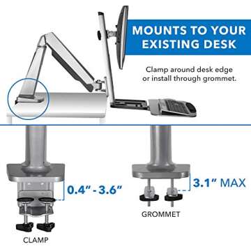 Mount-It! Dual Monitor Arm Mount Desk Stand Two Articulating Gas Spring Height Adjustable Arms | Fits Up to 32" VESA 75 100 Compatible Screens | C-Clamp and Grommet Bases