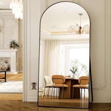 GLSLAND-38x77 inch Arched Full Length Mirror - Floor Mirrors Aluminum Alloy Frame Full Body Dressing...