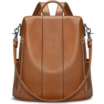 S-ZONE Leather Antitheft Backpack Purse for Women