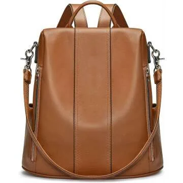 S-ZONE Leather Antitheft Backpack Purse for Women