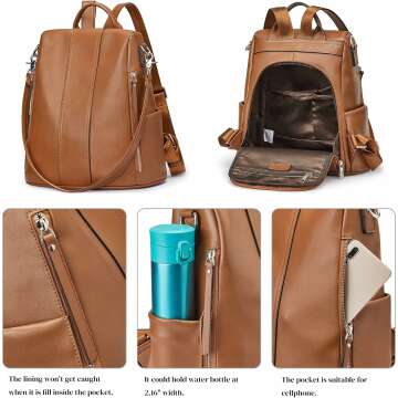 S-ZONE Leather Antitheft Backpack Purse for Women