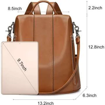 S-ZONE Leather Antitheft Backpack Purse for Women