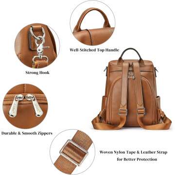 S-ZONE Leather Antitheft Backpack Purse for Women