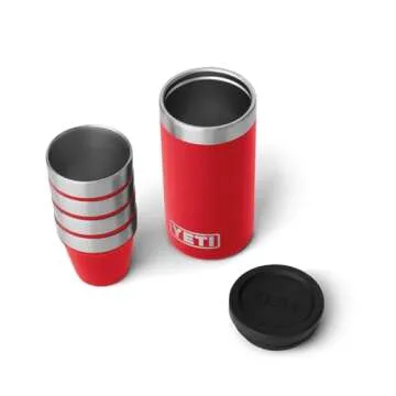 YETI Flask with Shot Glasses Set in Rescue Red