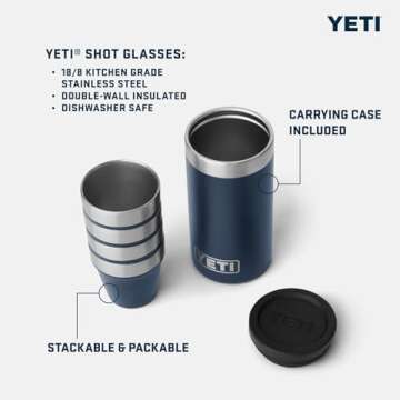 YETI Flask with Shot Glasses Set in Rescue Red