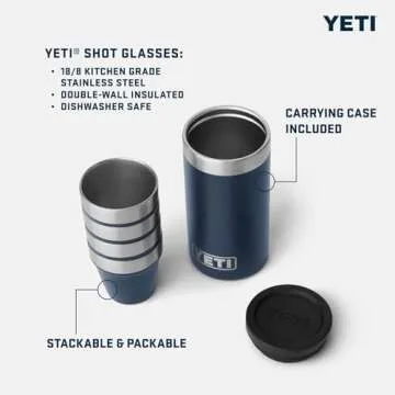 YETI Flask with Shot Glasses Set in Rescue Red