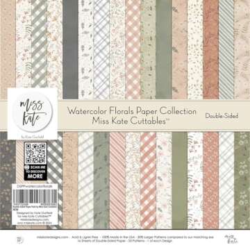 Pattern Paper Pack - Watercolor Florals - 12x12 Scrapbook Paper 12x12 Floral Scrapbook Card Making C...