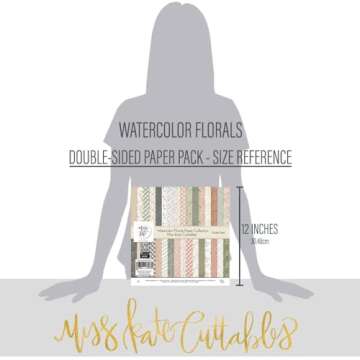 Pattern Paper Pack - Watercolor Florals - 12x12 Scrapbook Paper 12x12 Floral Scrapbook Card Making Crafting Scrapbooking - by Miss Kate Cuttables