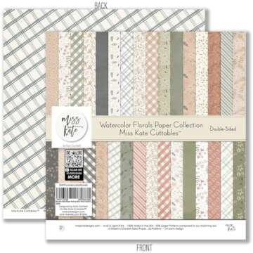 Pattern Paper Pack - Watercolor Florals - 12x12 Scrapbook Paper 12x12 Floral Scrapbook Card Making Crafting Scrapbooking - by Miss Kate Cuttables