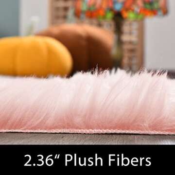 Latepis Pink 2x3 Faux Fur Rug for Bedroom Decor for Teen Girls Throw Fuzzy Fluffy Furry Sheepskin Ru...