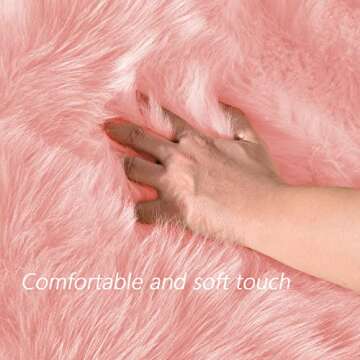 Latepis Pink 2x3 Faux Fur Rug for Bedroom Decor for Teen Girls Throw Fuzzy Fluffy Furry Sheepskin Rug for Sofa Cushion Luxury Home Décor Rectangle