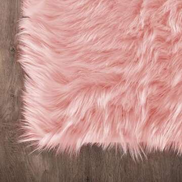 Latepis Pink 2x3 Faux Fur Rug for Bedroom Decor for Teen Girls Throw Fuzzy Fluffy Furry Sheepskin Rug for Sofa Cushion Luxury Home Décor Rectangle