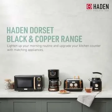 Haden Dorset 1.7 Liter Stainless Steel Electric Kettle, Hot Water Kettle with 360-Degree Base and Auto Shutoff, Black & Copper