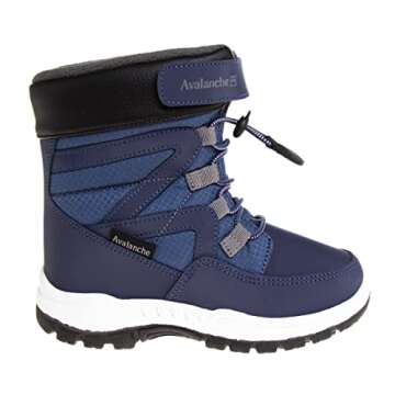 Avalanche Kids Winter Outdoor Insulated Warm Non-Slip Snow Boots, Navy Grey, 9 US Unisex Toddler
