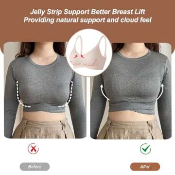 OEAK Womens Push Up Everyday Bras Comfortable Wireless Bralettes V Neck Seamless Bra Smooth Brassiere Wire Free Basic Bras Nude M