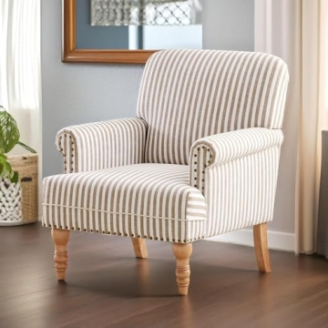 HUIMO Linen Fabric Accent Chair, Mid-Century Modern Armchair with Solid Wood Legs, Single Sofa Chair...