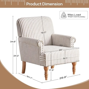Stylish HUIMO Accent Chair with Striped Upholstery