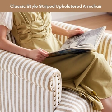 Stylish HUIMO Accent Chair with Striped Upholstery