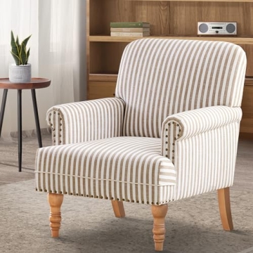 Stylish HUIMO Accent Chair with Striped Upholstery