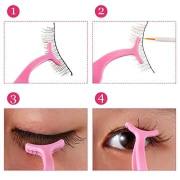 24 Pieces Plastic False Eyelash Applicator Eyelash Extension Tweezers Remover Tool Eyelashes Clip Tweezers for Eyelash Application and Removal (Pink)