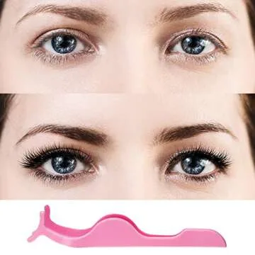 24 Pieces Plastic False Eyelash Applicator Eyelash Extension Tweezers Remover Tool Eyelashes Clip Tweezers for Eyelash Application and Removal (Pink)