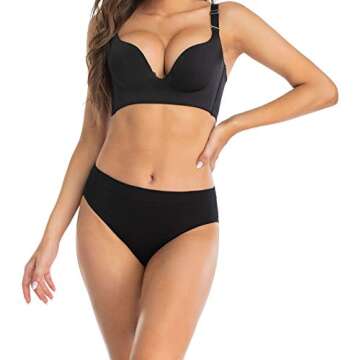SAYCELI Womens Bikini Panties Seamless Underwear, Soft Stretch Cheekini Hipster Briefs 6 Pack (Black...