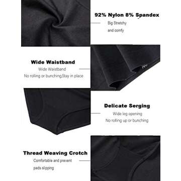 SAYCELI Womens Bikini Panties Seamless Underwear, Soft Stretch Cheekini Hipster Briefs 6 Pack (Black XL)