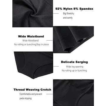 SAYCELI Womens Bikini Panties Seamless Underwear, Soft Stretch Cheekini Hipster Briefs 6 Pack (Black XL)