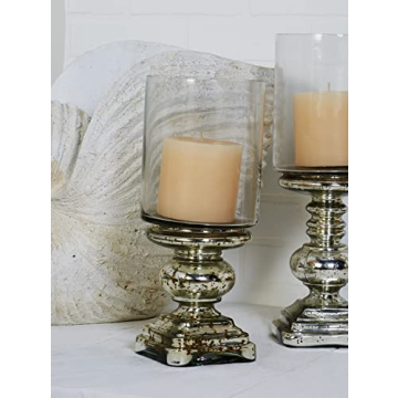 Elegant Deco 79 Handmade Glass Hurricane Lamp 14 Inch