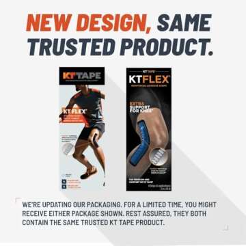 KT Tape, KT Flex Reinforced Adhesive Strips for Knees – 8 Pack, 10 in. Precut Strips in Black – Effective Support for Weak or Injured Knees, Easy 2-Strip Application, Breathable, and Comfortable for Up to 3 Days