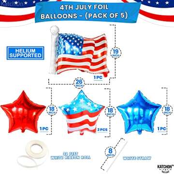 KatchOn 4th of July USA Balloons | Patriotic Party Decor